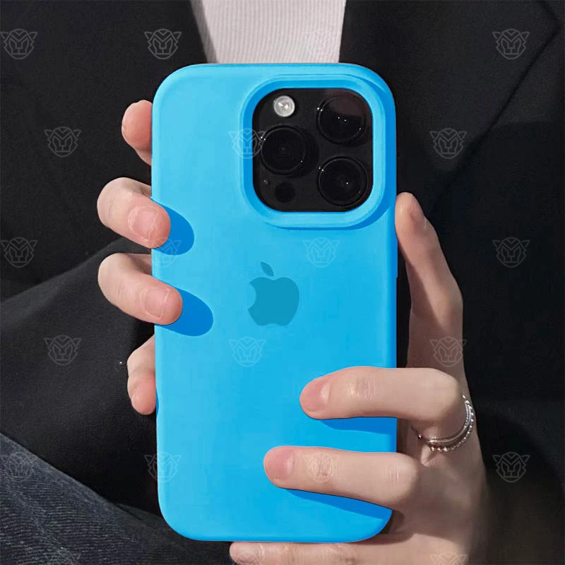 蓝色高级iPhone13ProMax液态硅胶苹果15手机壳14防摔12女款11软
