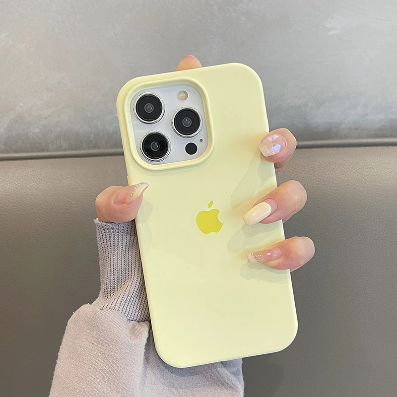 硅胶苹果13手机壳液态iPhone14ProMax防摔15磨砂12纯色11XR奶黄色