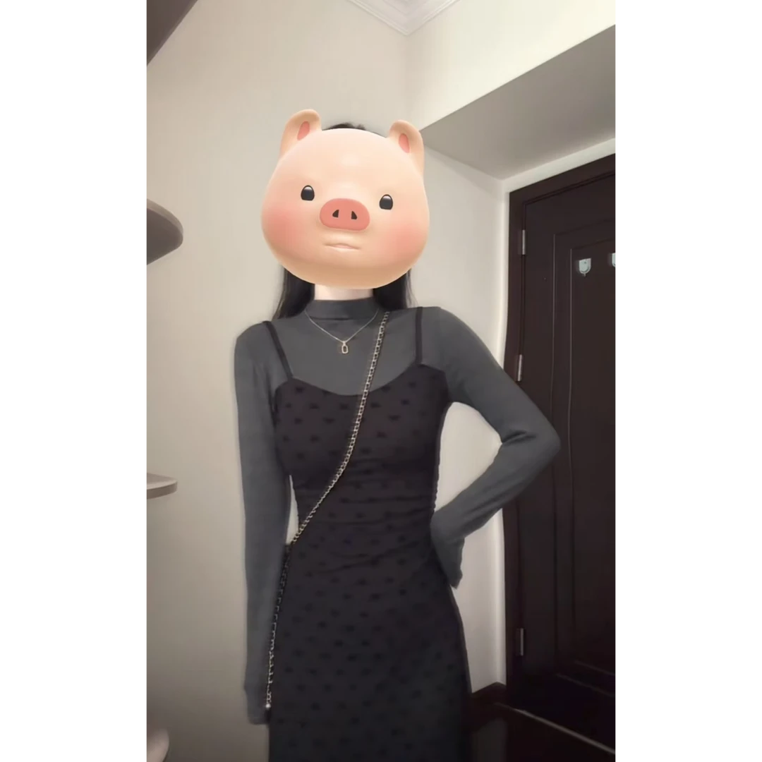 法式假两件半高领针织连衣裙女早秋2024新款显瘦气质长裙子潮ins