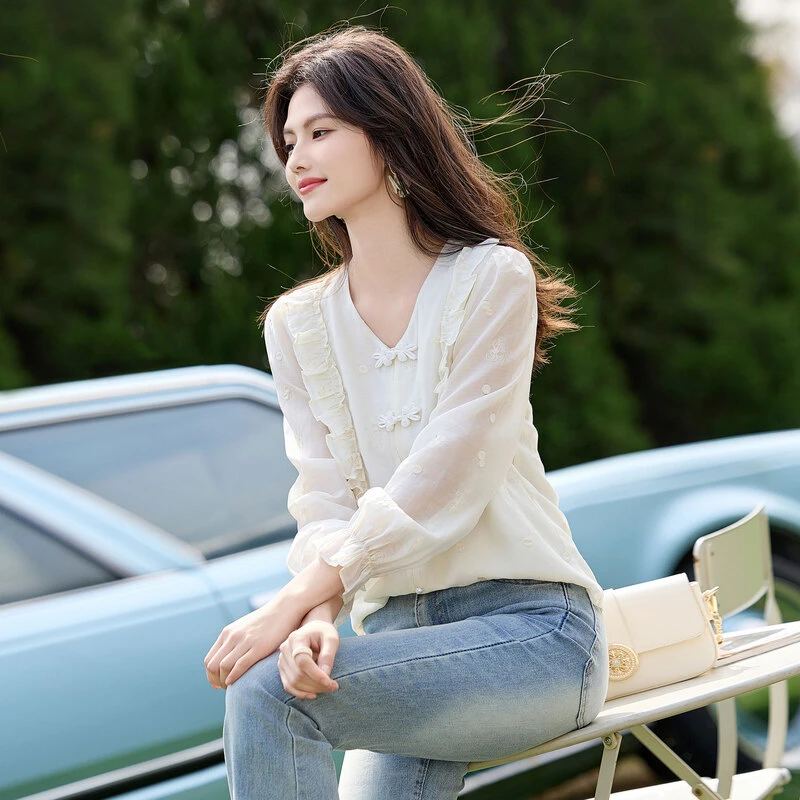 苏醒的乐园2024年新款时尚气质衬衫SXCS24076