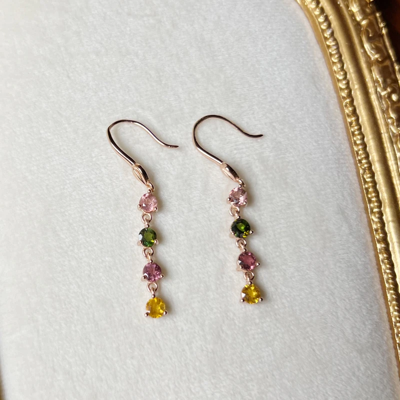 福玺阁原创 精美圆形碧玺耳坠