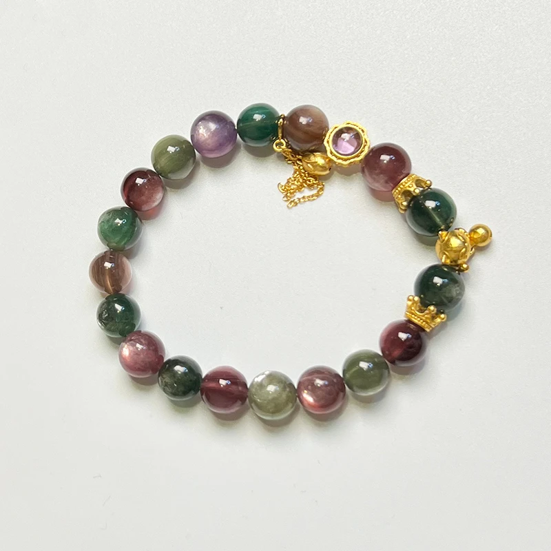 福玺阁原创 彩锂云母单圈配件皇冠招财猫手串设计款