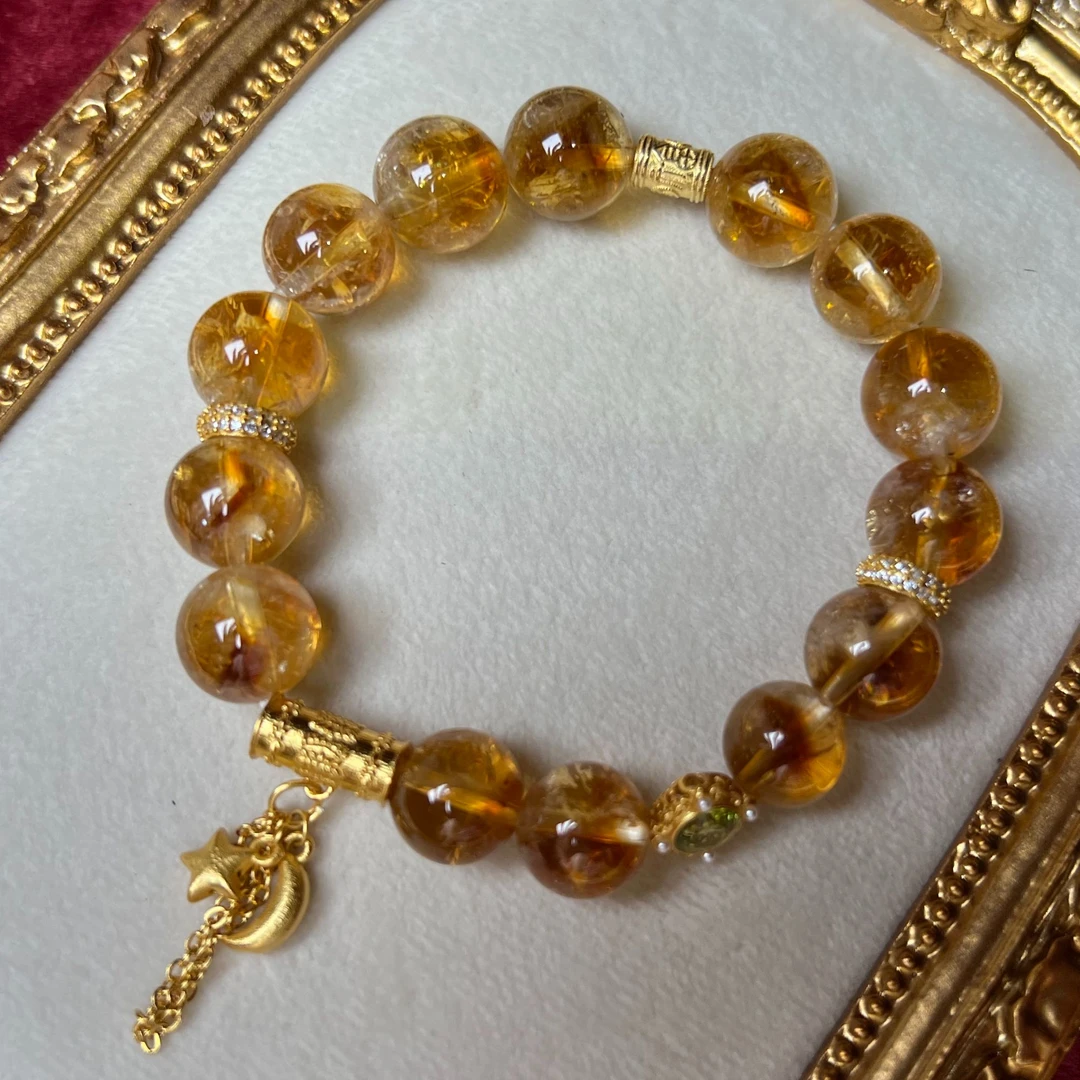 福玺阁原创 贵气单圈天然黄塔晶手串