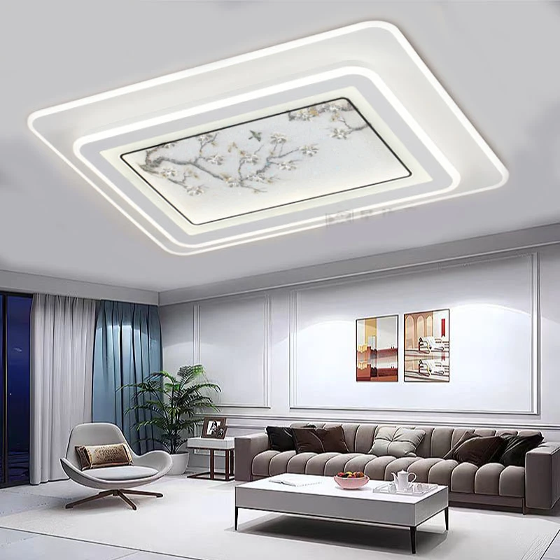 LED全光谱新款梅花高端客厅灯具智能语音吸顶灯长方形超亮大厅灯