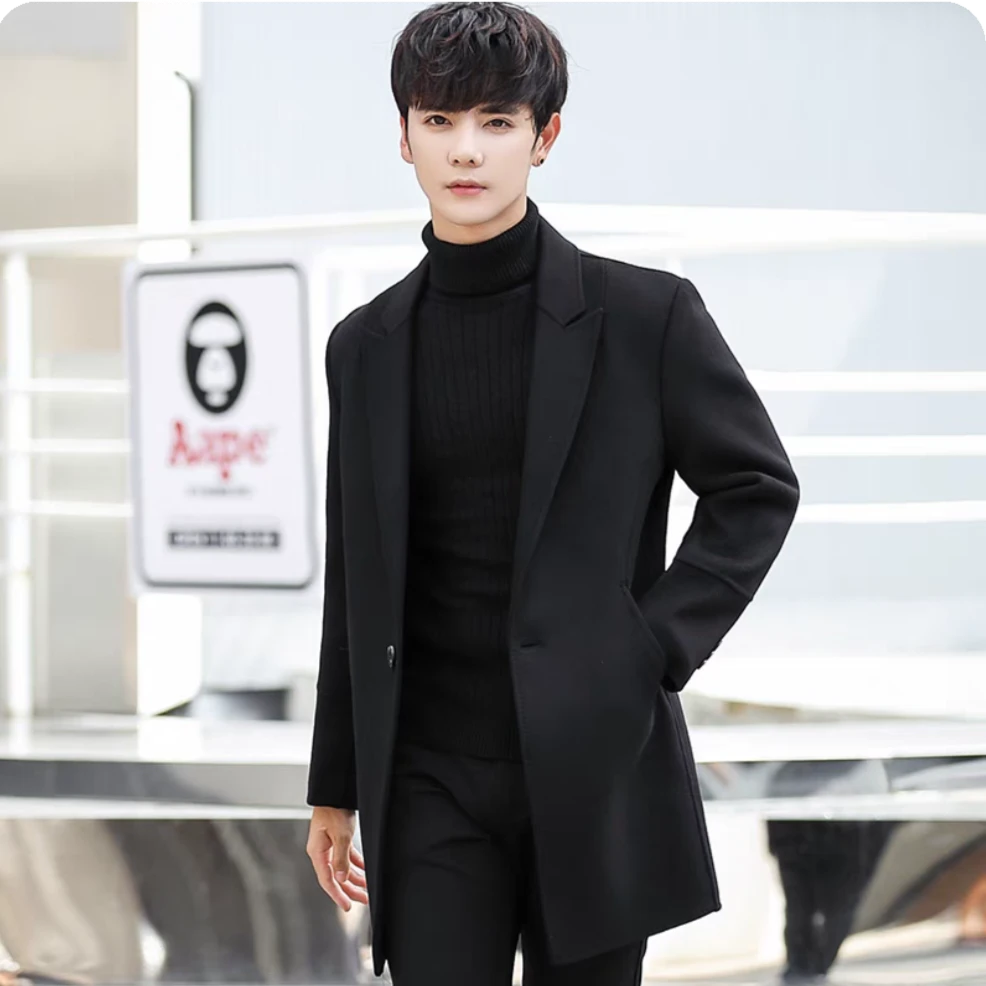 大彬专属 源坤2号 秋冬季2024男装双面呢大衣修身显高休闲大衣