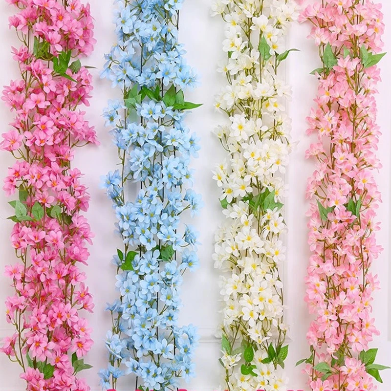仿真樱花藤条装饰绢花假花装饰吊顶粉花藤管道遮挡装饰花仿真花