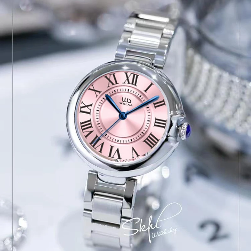 【粉丝专属】粉色轻奢小众蓝针百搭罗马手表潮流腕表正品手表女8004