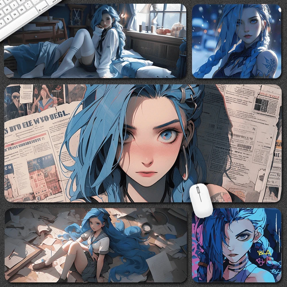 暴走萝莉金克丝鼠标垫超大号英雄联盟电脑键盘垫电竞游戏专用桌垫