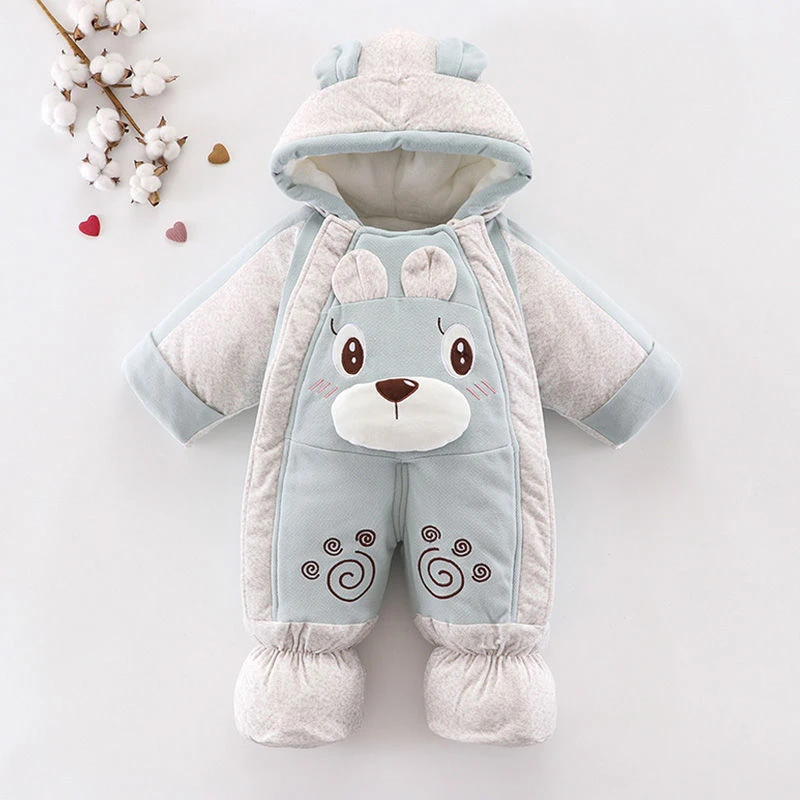 新生抱抱服婴儿冬款加厚加绒宝宝套装连体衣外出衣服夹棉连脚抱衣