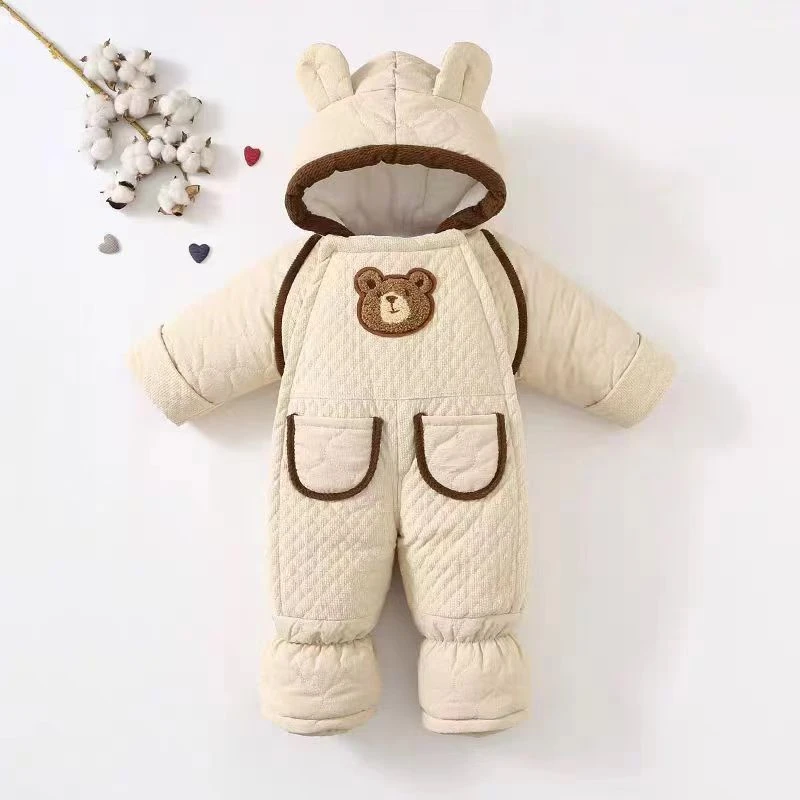 新生婴儿衣服冬季加厚连体衣宝宝保暖哈衣套装加绒棉包脚外出抱衣