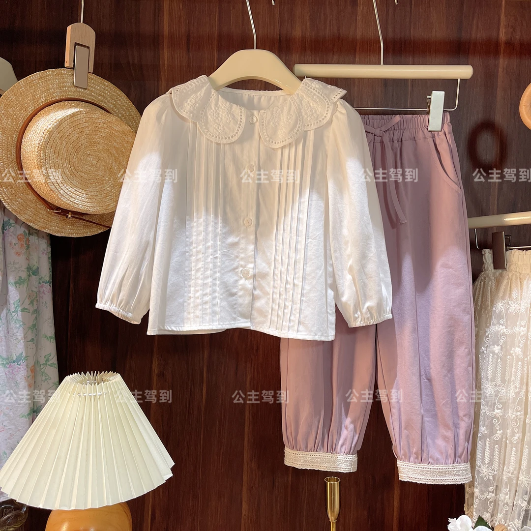 现货【莉莉安】7482春秋2023新款女童洋气百搭法式长袖甜美娃娃衫