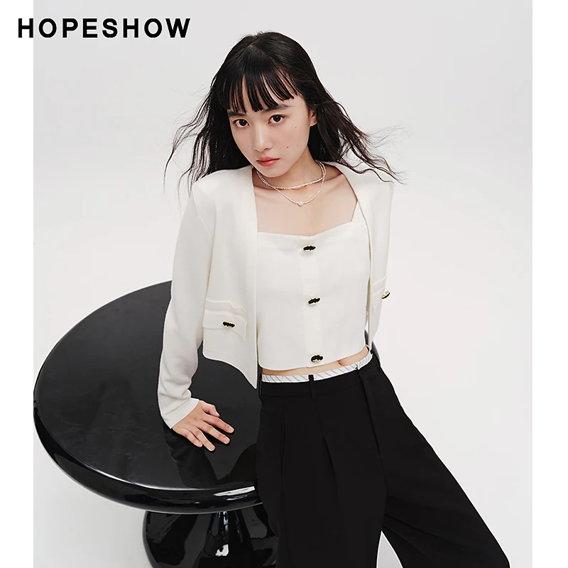 【小铃铛专属】红袖爱心扣V领针织衫套装89124020110