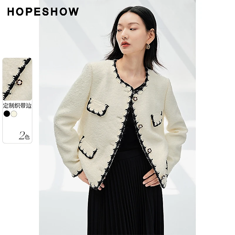 【陈大可专属】红袖香风织带边单排扣圆领短外套90123310411