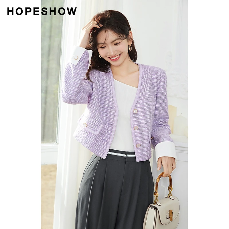 《李易行》红袖香风织带正肩单排扣V领外套90123090402