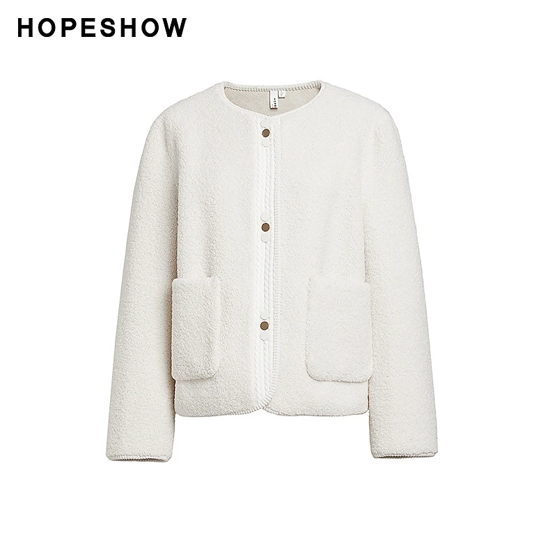 红袖冬季2023新款女装 织带边单排扣圆领短外套89423370405