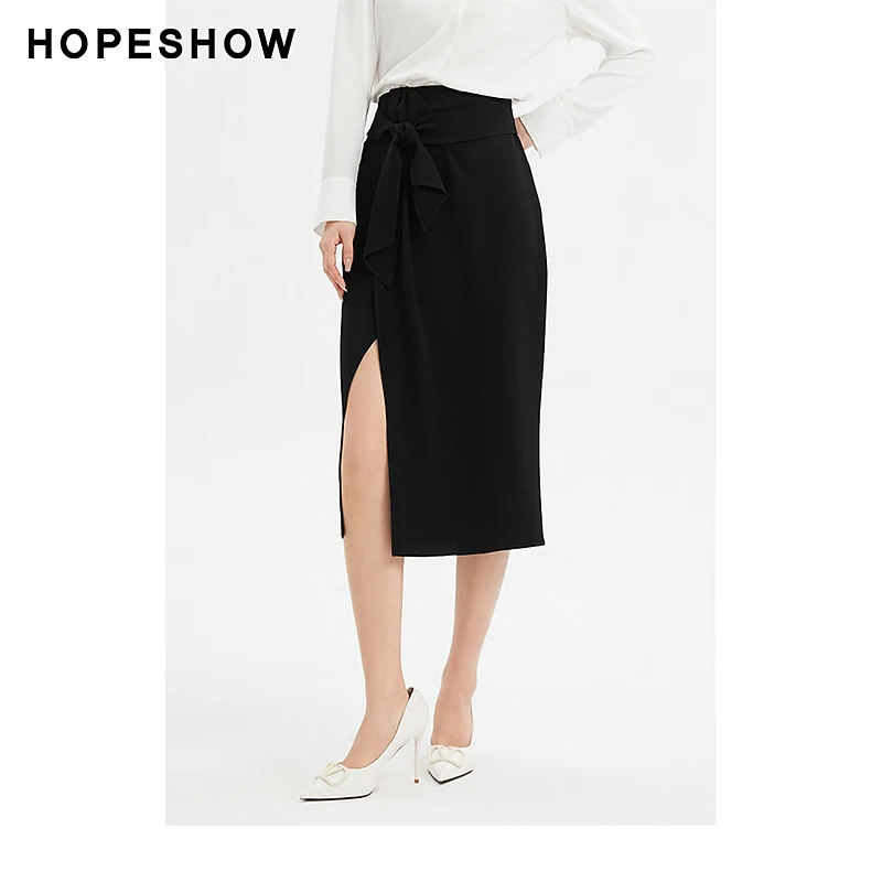 红袖纯色围裹式开叉半身裙89223141501