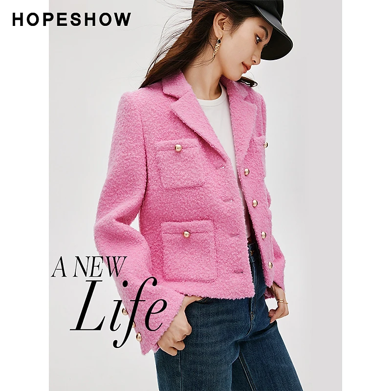 《李易行》红袖正肩箱型翻驳领圈圈呢短外套90124470403