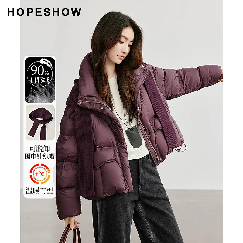 【陈大可专属】红袖珩线落肩拉链立领连帽面包羽绒90224340904