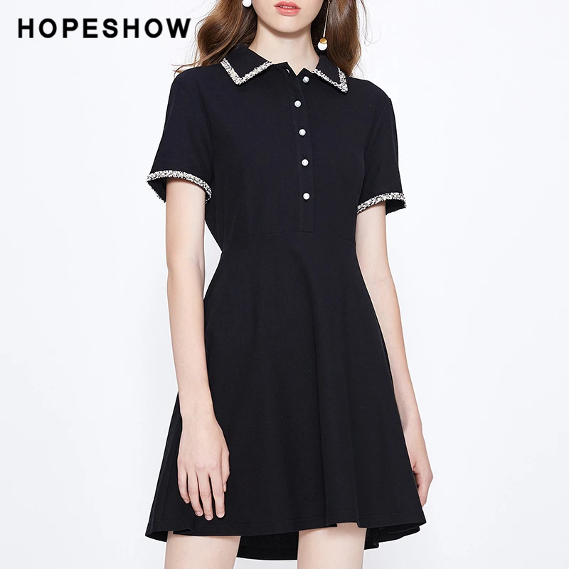 红袖2025夏季设计感女装香风收腰POLO领连衣裙90219221605气质