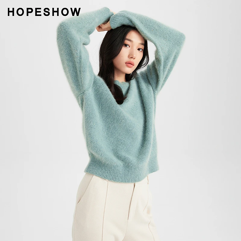 【籽言专属】红袖彩珠插肩袖圆领套头针织衫89223410108