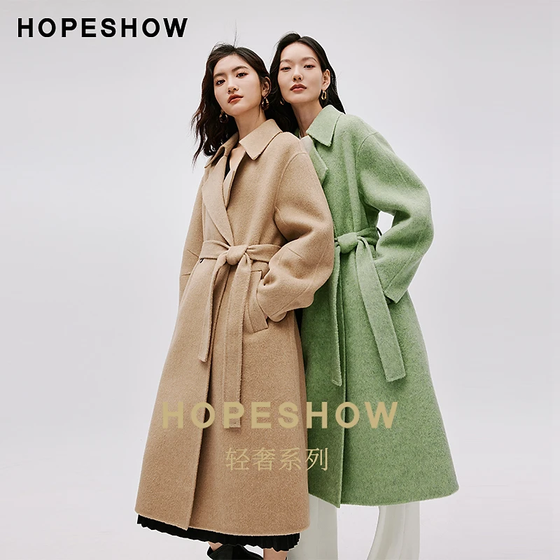 【陈大可专属】红袖落肩双排扣双面呢长大衣90123380809