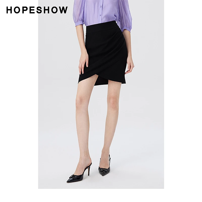 【丽公主专属】红袖拼接宽腰压褶侧拉链半身裙89223261501