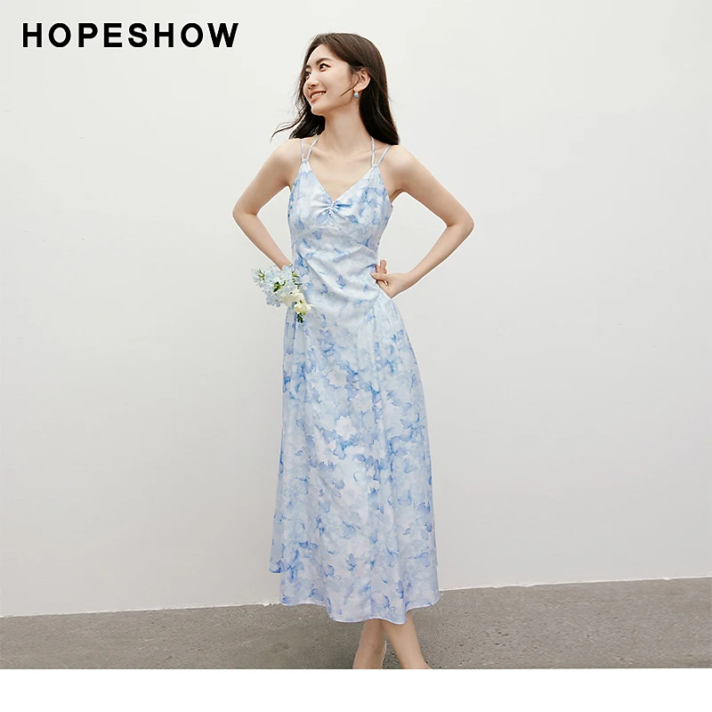 【唐长老专属】红袖【晕染花卉】收腰吊带印花裙90124181603