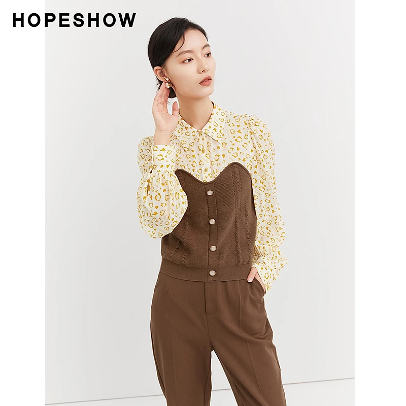 【陈大可专属】红袖印花拼接翻领套头针织衫89222290103