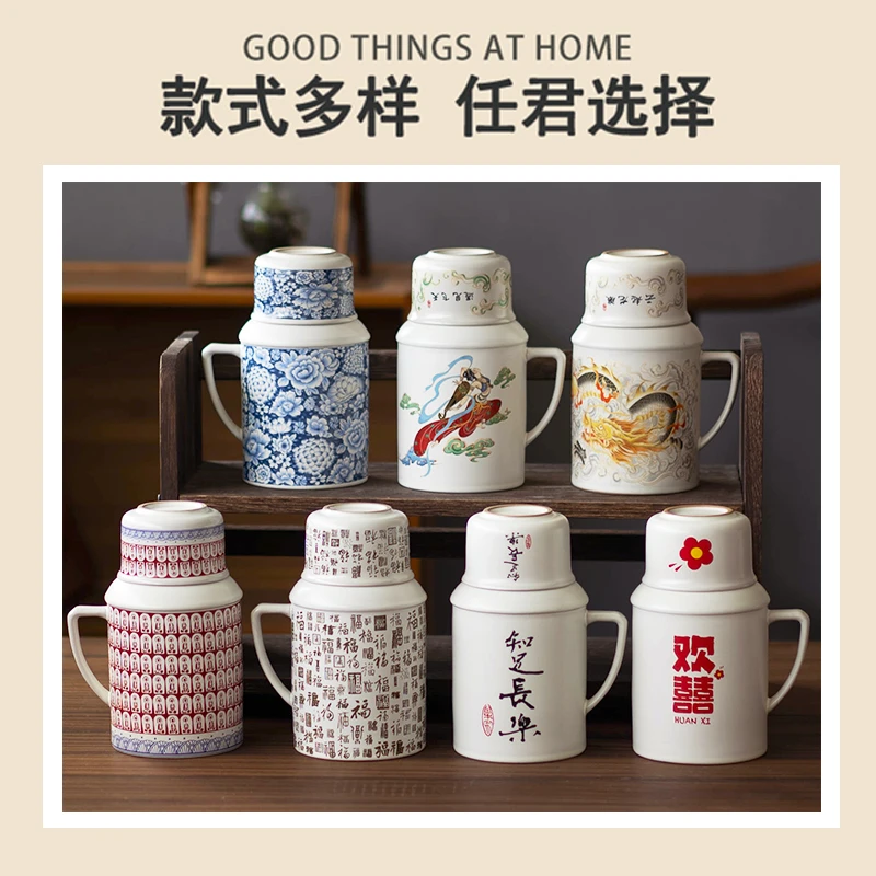 可定制logo国潮风焖茶壶双层保温复古怀旧居家便携迷你保温壶