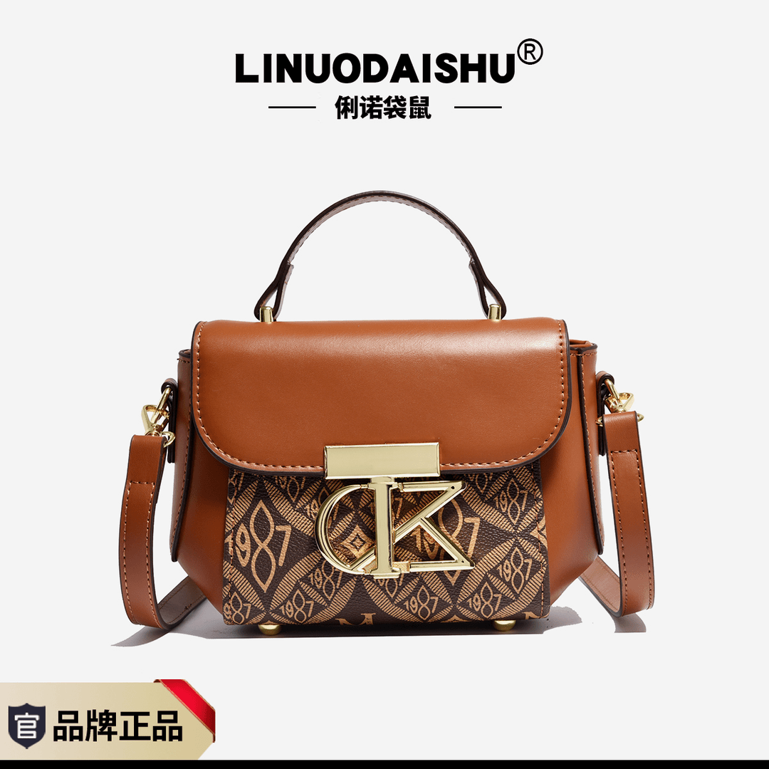 (16*9*22)经典轻奢简约潮流经典女士百搭小众单肩斜挎包2873棕色