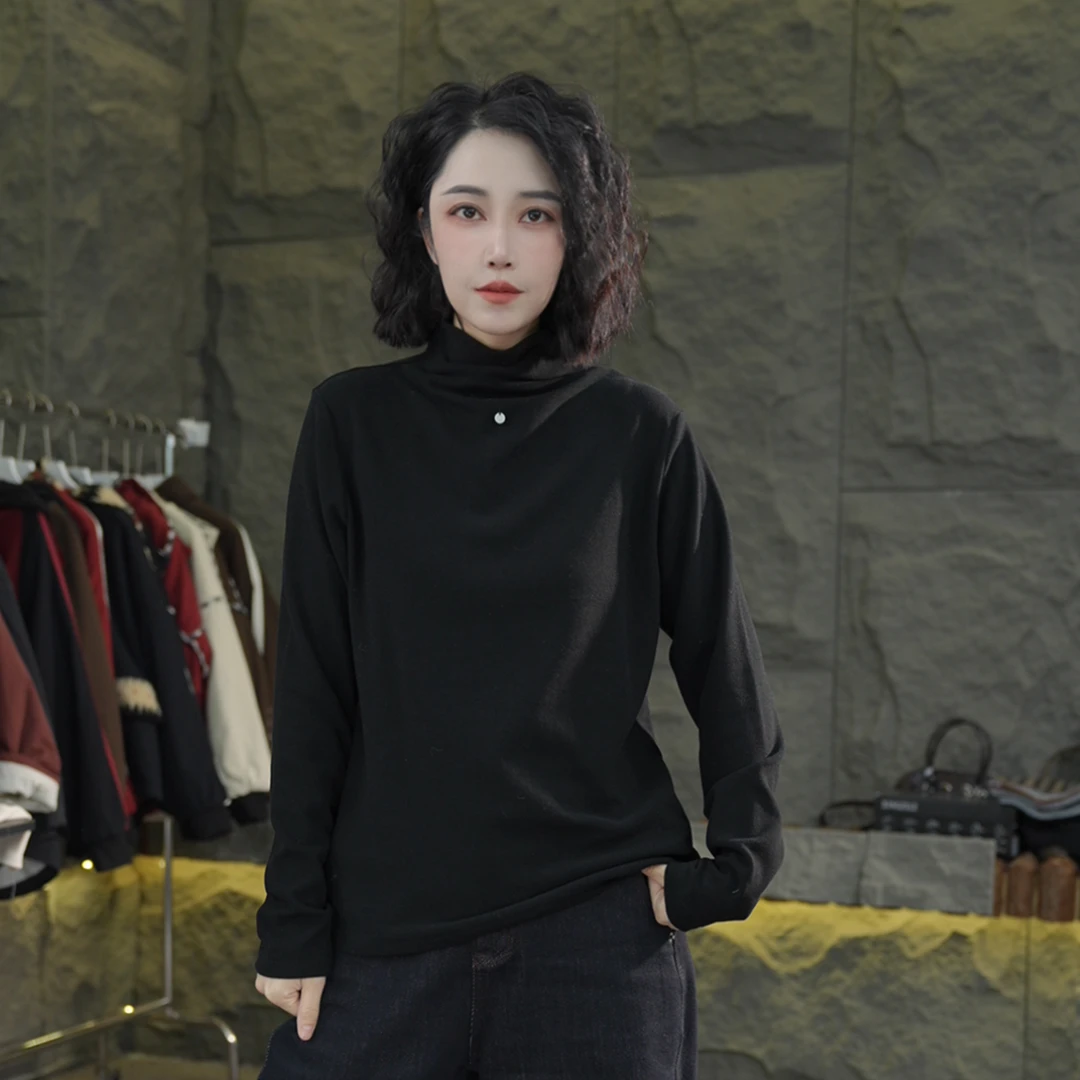 Z98  秋季长袖T恤女 宽松休闲简约显瘦百搭气质透气打底