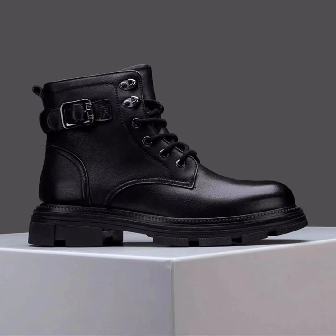 男靴新款英伦风厚底真皮马丁靴男潮2025冬季加绒爆款短靴春秋靴子