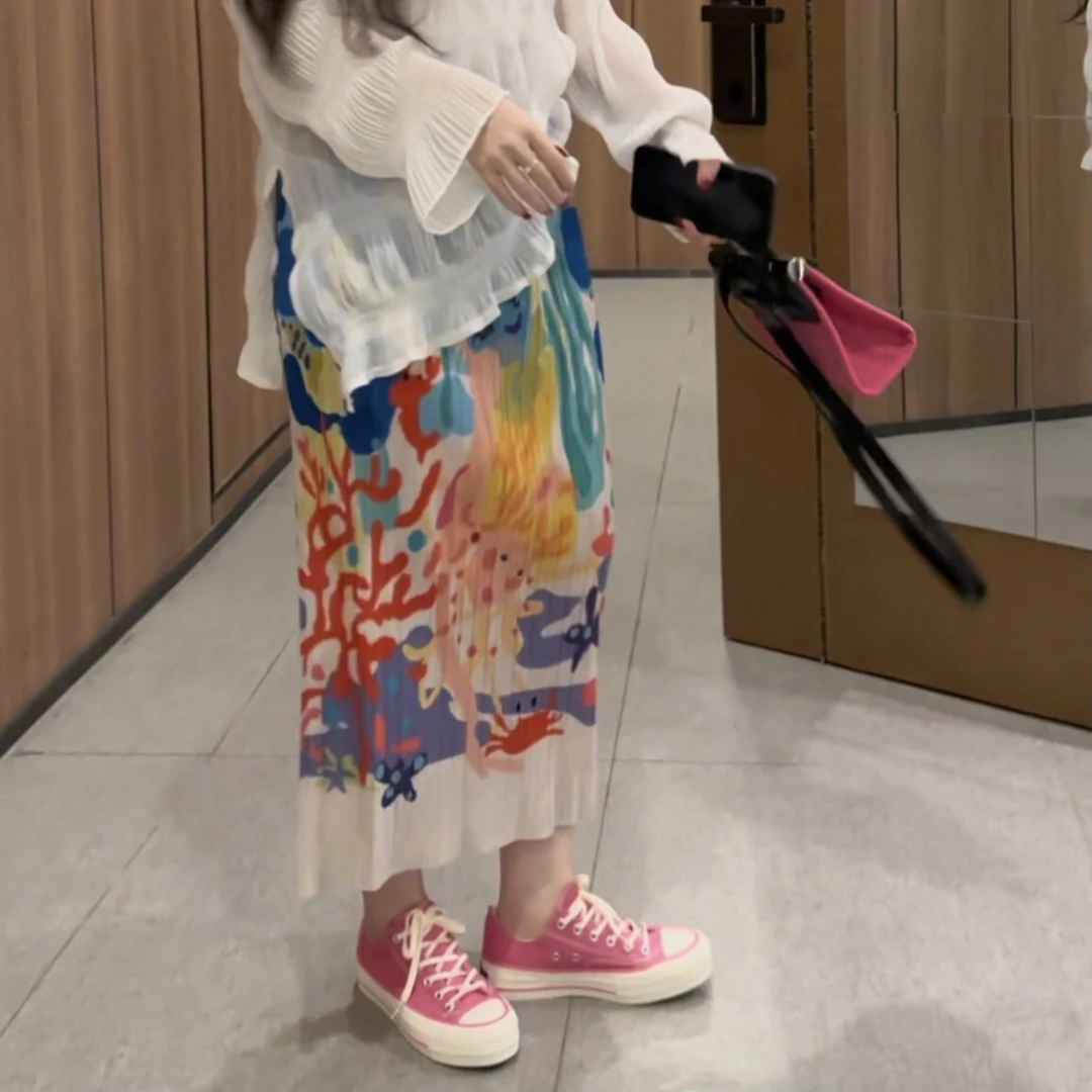 【海底世界】三宅春夏季海底美人鱼减龄百褶半身裙显瘦时尚