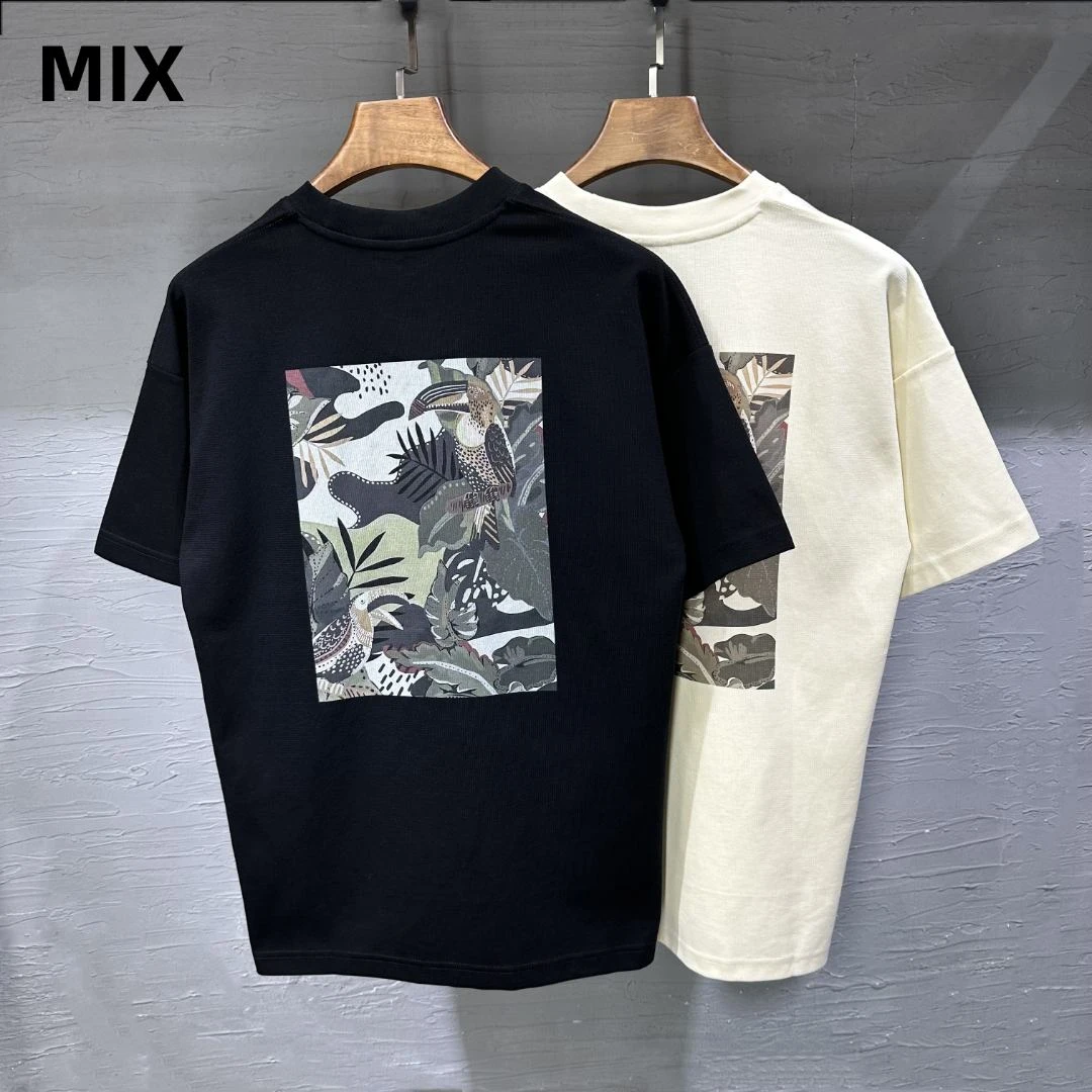 （断码捡漏）设计款丛林印花圆领T恤潮流夏季宽松ins高端轻奢#107