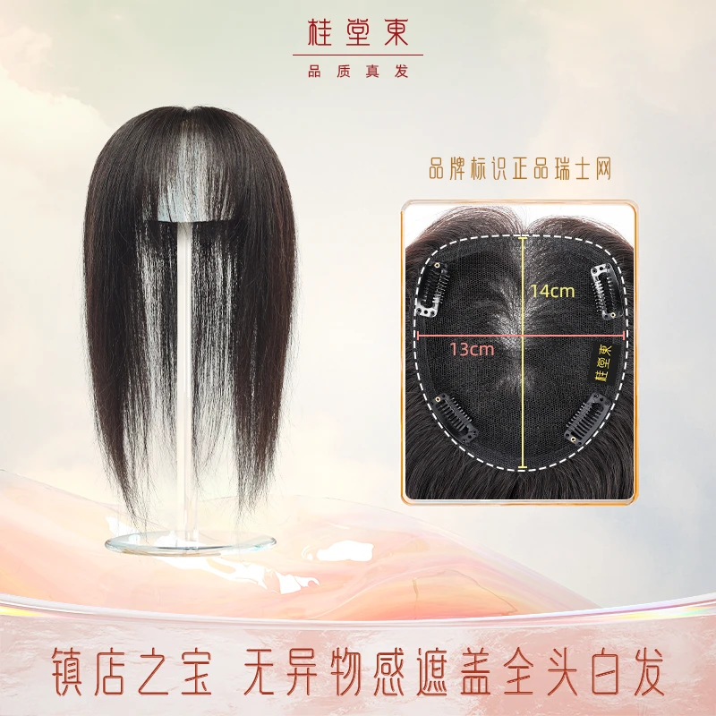 桂堂东美饰【镇店之宝】13*14瑞士网真人发直发补发片隐形便携手工
