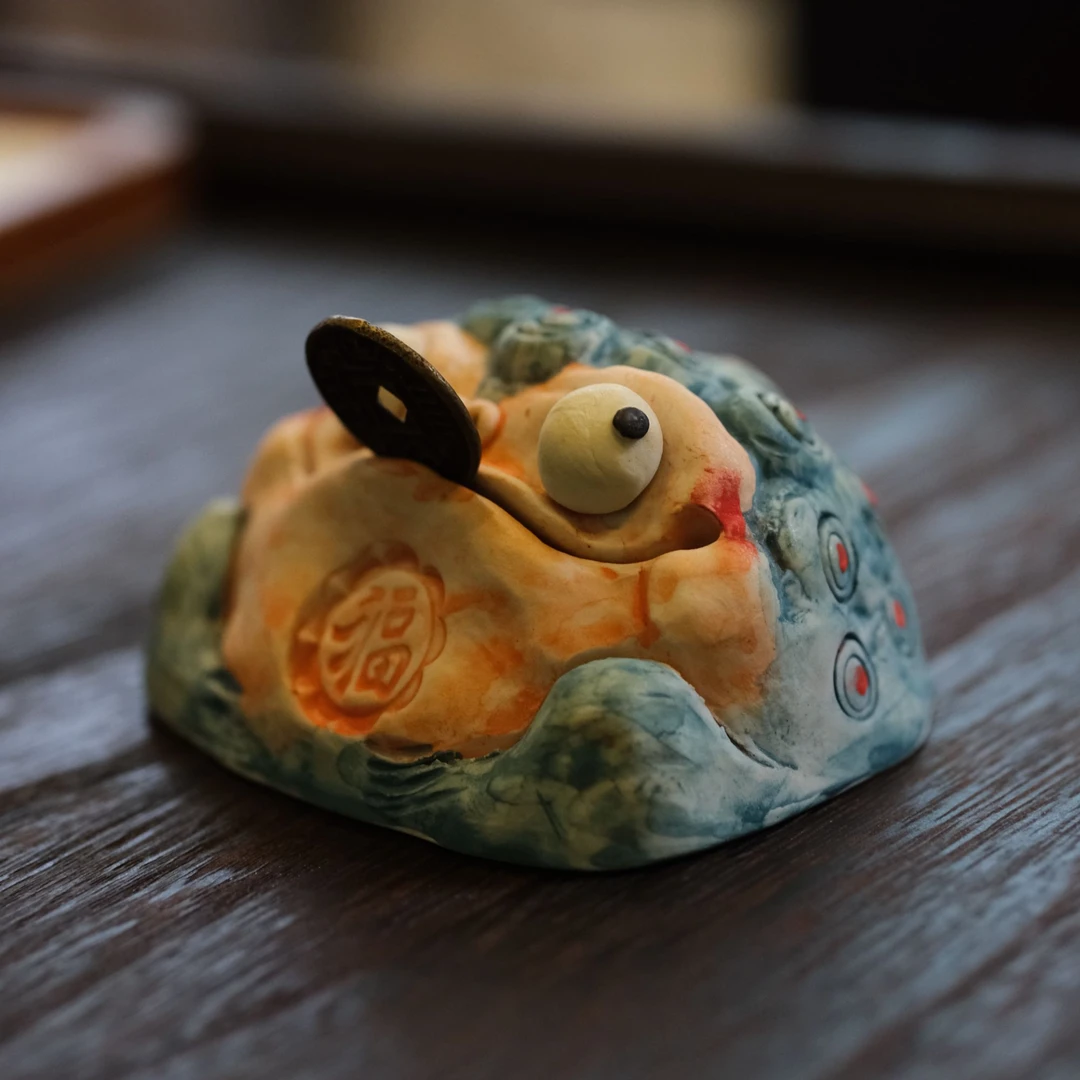 古白岳·已开·三足蟾来财摆件茶宠手工高档送礼