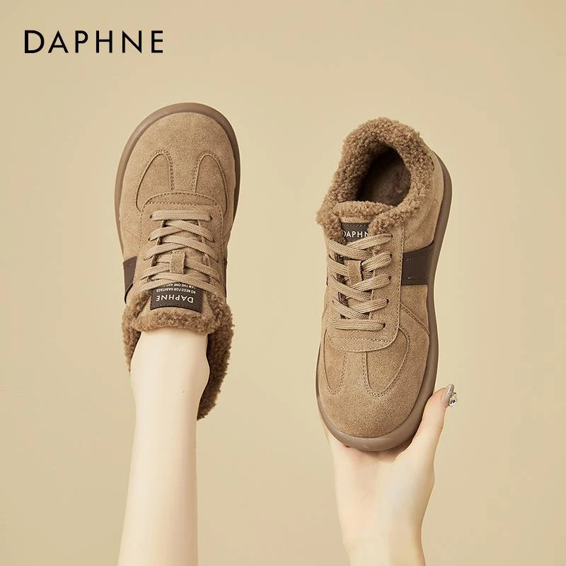 达芙妮棉鞋女秋冬季2024新款爆款百搭保暖复古运动鞋加绒德训鞋子