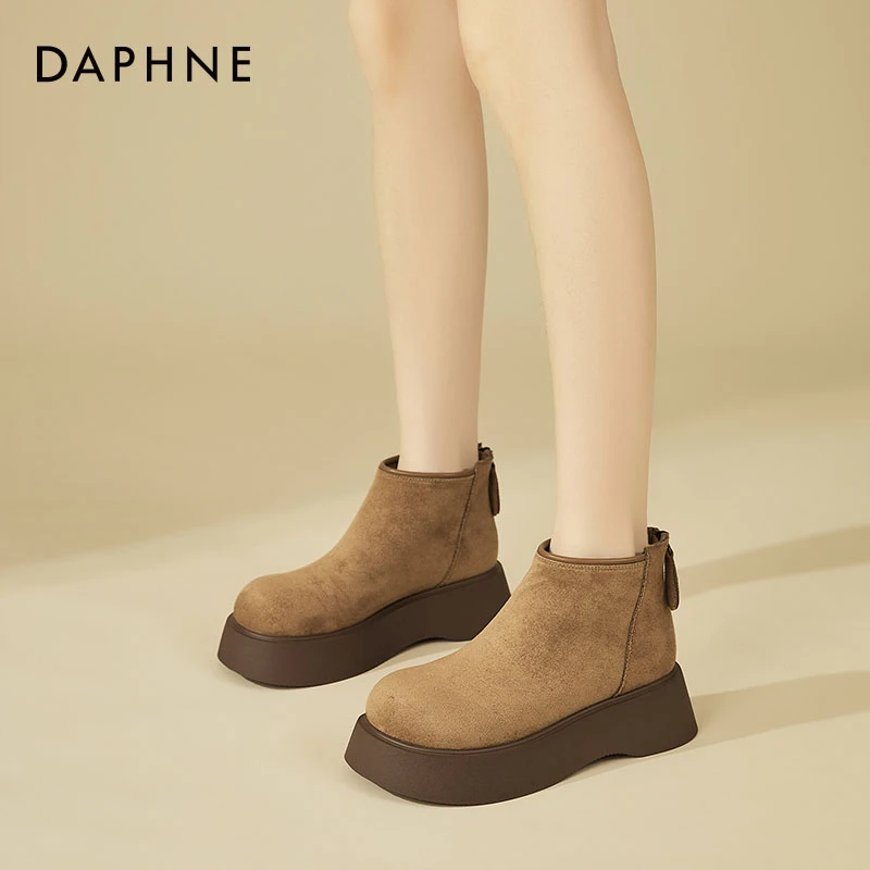 达芙妮增高雪地靴女鞋加绒加厚2025新款松糕厚底勃肯鞋保暖二棉鞋