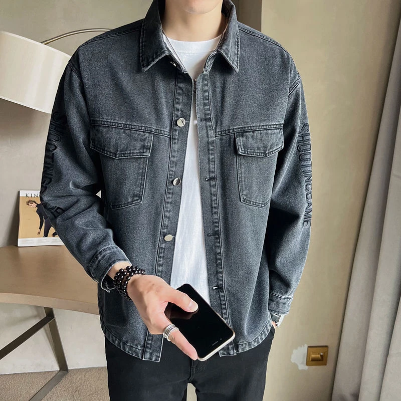 春季牛仔新款刺绣软牛仔外套潮牌舒适百搭修身