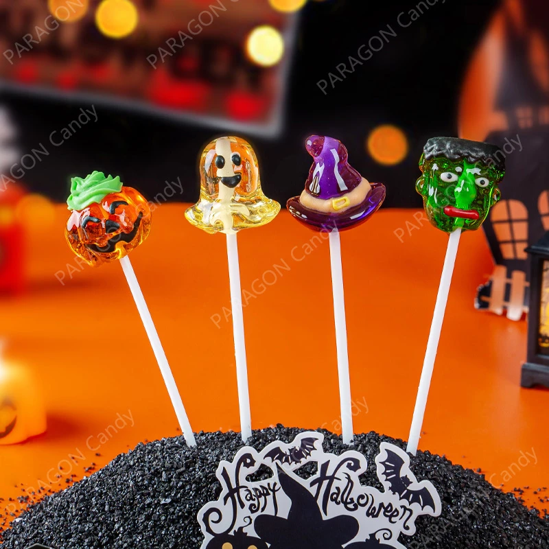 万圣节主题棒棒糖礼盒搞怪4D立体独立包装糖果网红可爱造型水晶糖