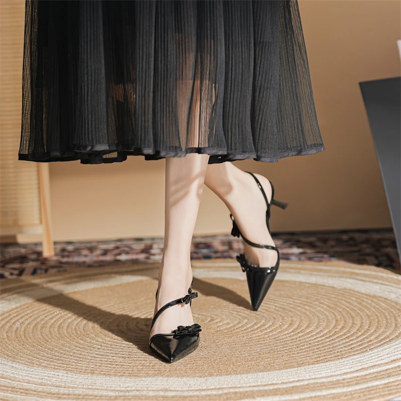 sufeifei/苏妃妃羊皮【气质性感】法式蝴蝶结高跟鞋名媛包头凉鞋-51