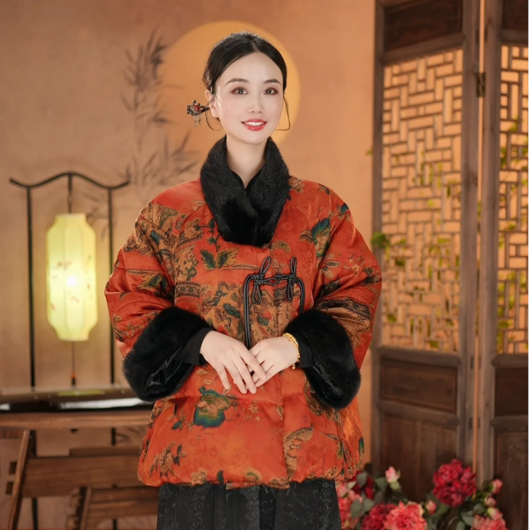 『喜悦』中式新款时尚ins秋冬外套鹅绒冬季保暖羽绒服DFCY3331