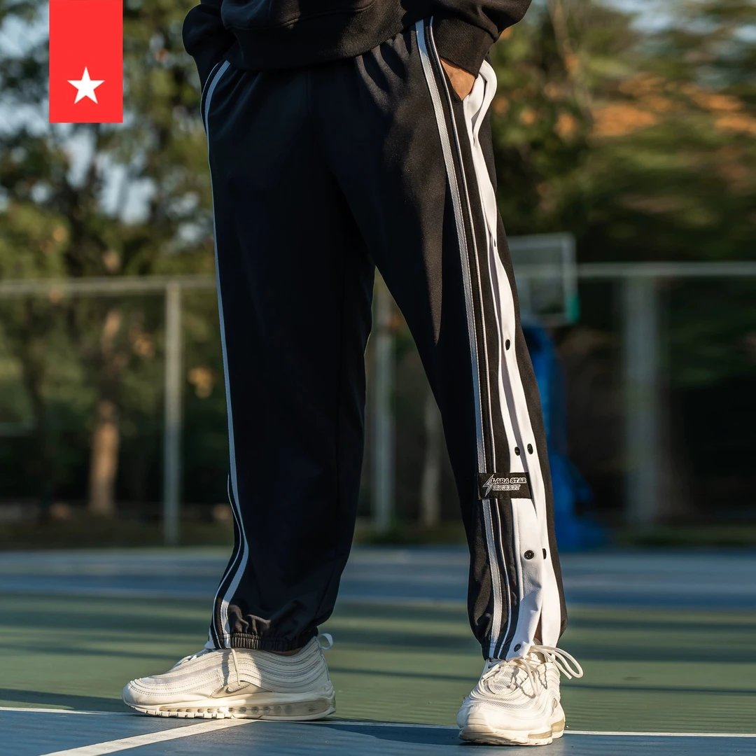 劳拉之星1059篮球排扣裤男女运动长裤秒脱全开扣束脚训练休闲裤子