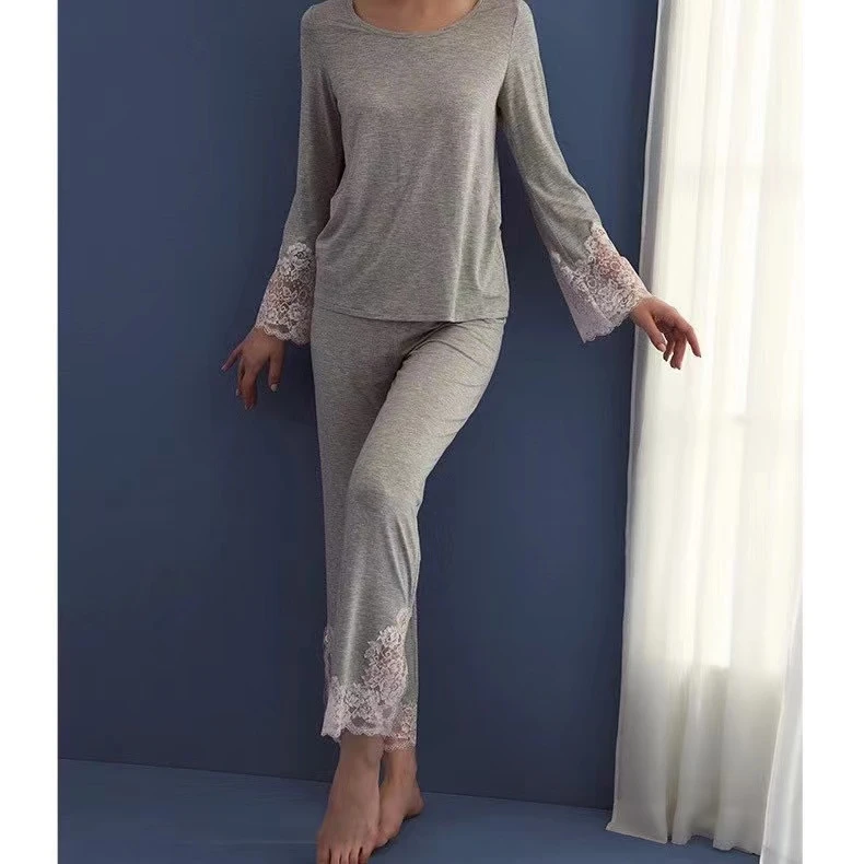原厂订单！莫代尔棉蕾丝居家服睡衣法式古典优雅