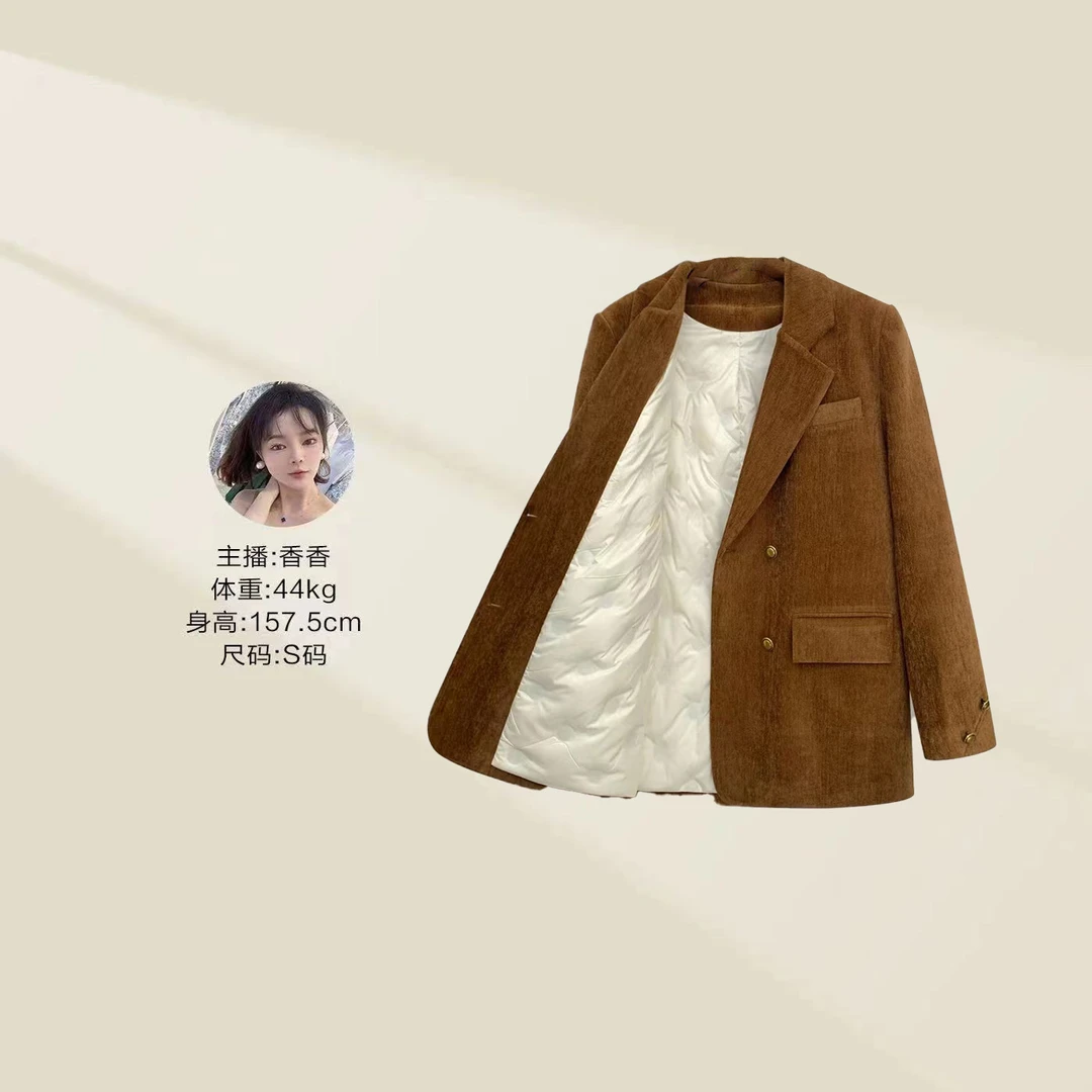 23066新款西装外套白鸭绒羽绒服厚款冬季外套