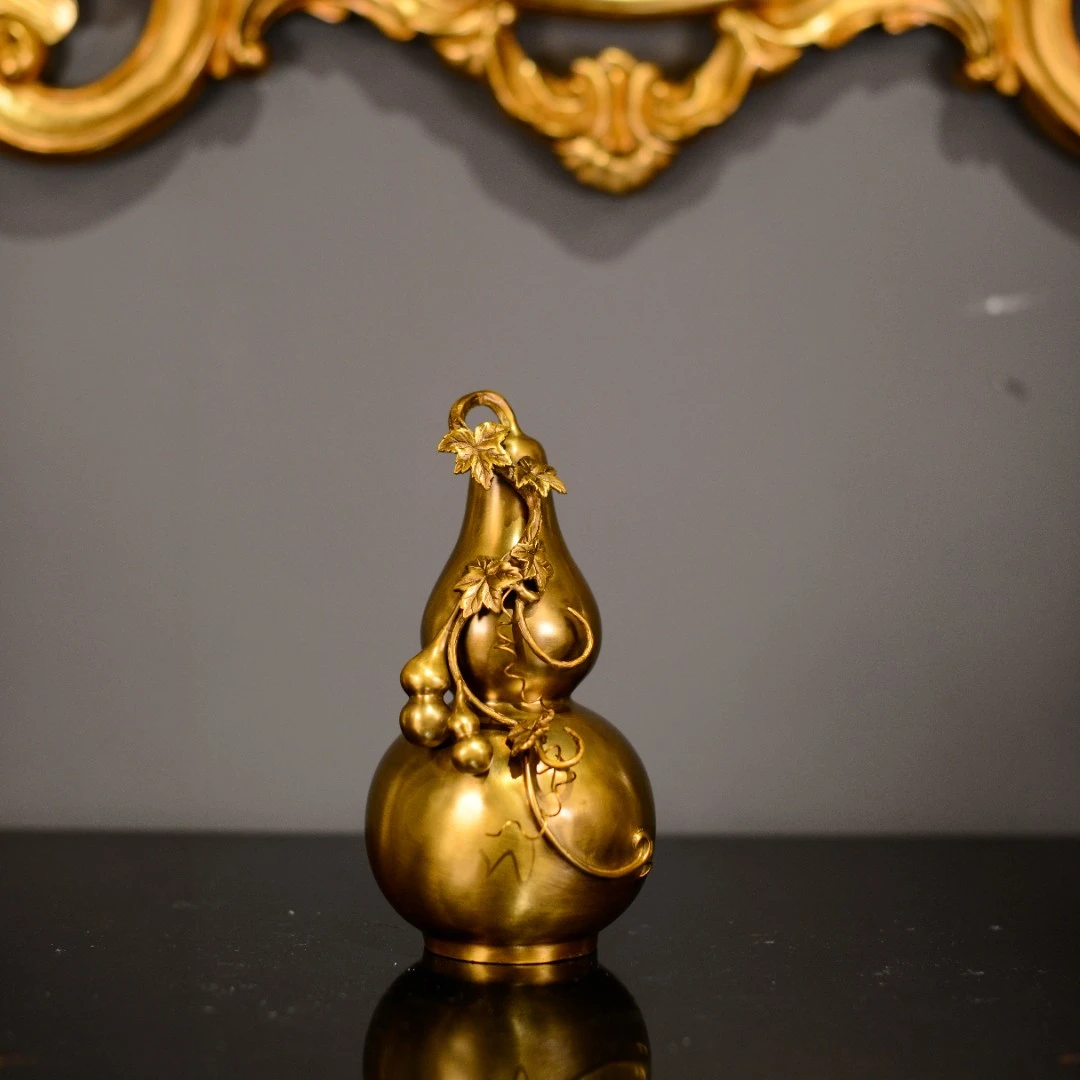 卡斯特兰枫叶葫芦纯铜福禄双全玄关中式家居饰品桌面摆件C5882