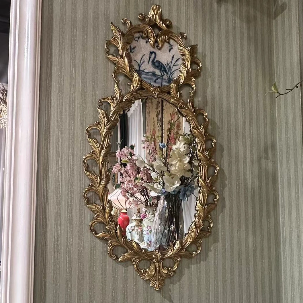 castilian/卡斯特兰铜配高温陶瓷欧美法式青花客厅卧室装饰挂墙镜