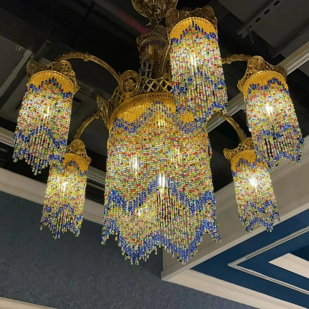 卡斯特兰欧式风客厅吊灯全铜复古餐厅卧室水晶灯法式奢华别墅复式