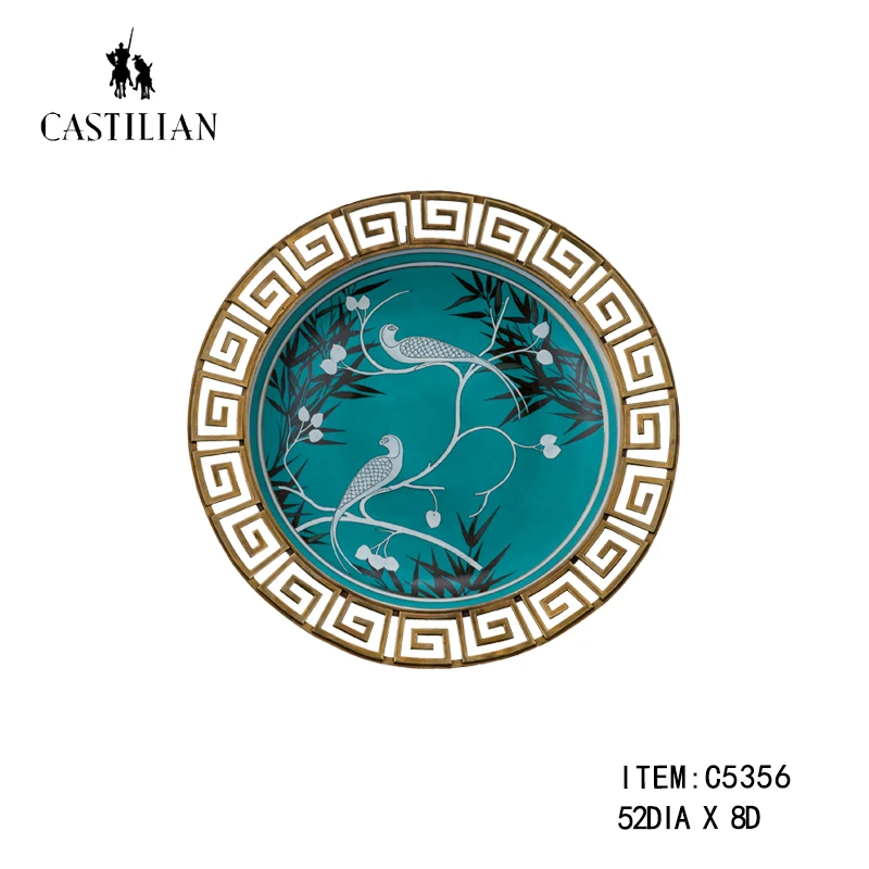 castilian/卡斯特兰喜上枝头欧美法奢华碟手绘玄关墙面装饰品摆件
