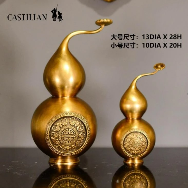 卡斯特兰如意葫芦全铜摆件福禄双全招财玄关中式桌面家居饰品摆件